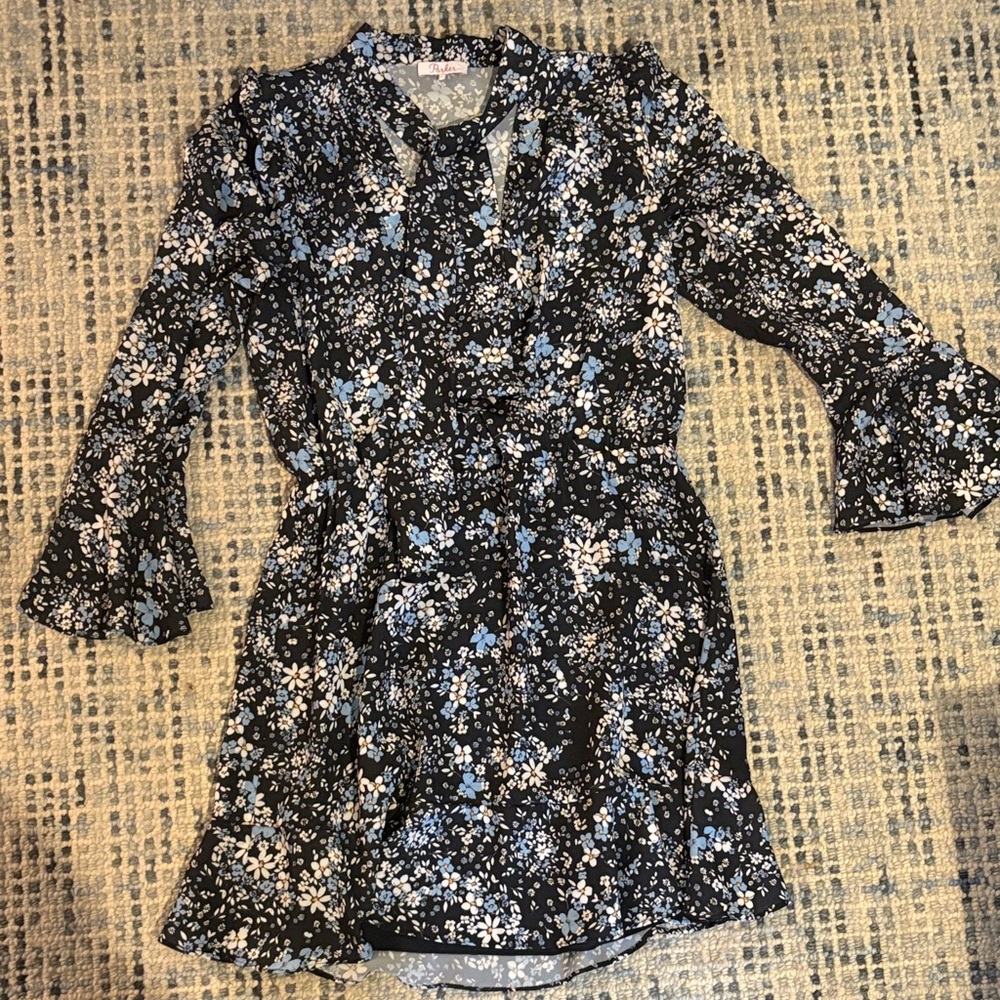 Parker brand floral knee length Dress in Black and Blue